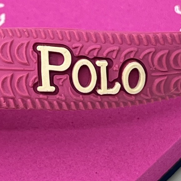 Polo Ralph Lauren Unisex Junior Flip Flop Pink/Ivory Pony Logo US Size 5 VTG NEW - Picture 3 of 14